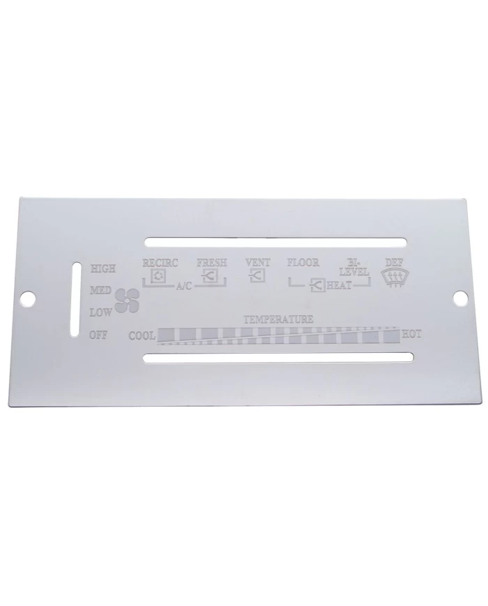 (BULK) STAINLESS STEEL PETERBILT A/C & HEATER CONTROL PLATE 87'-95 (BULK) STAINLESS STEEL PETERBILT A/C & HEATER CONTROL PLATE 87'-95