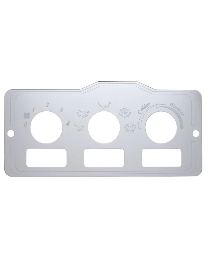 (BULK) STAINLESS STEEL PETERBILT A/C HEATER CONTROL PLATE - 3 SQUARE HOLES