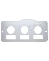 (BULK) STAINLESS STEEL PETERBILT A/C HEATER CONTROL PLATE - 3 SQUARE HOLES (BULK) STAINLESS STEEL PETERBILT A/C HEATER CONTROL PLATE - 3 SQUARE HOLES