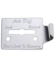 (BULK) STAINLESS STEEL PETERBILT 359 AXLE DIFFERENTIAL SWITCH GUARD/2 SCREWS