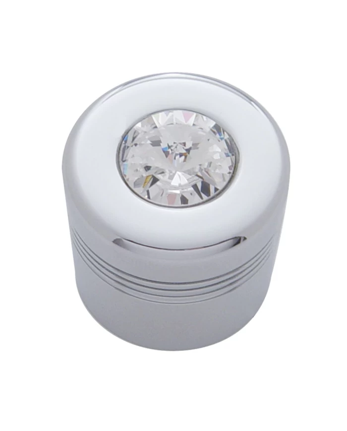 (CARD) CHROME ALUMINUM GLOVE BOX KNOB COVER W/ DIAMOND - CLEAR (CARD) CHROME ALUMINUM GLOVE BOX KNOB COVER W/ DIAMOND - CLEAR