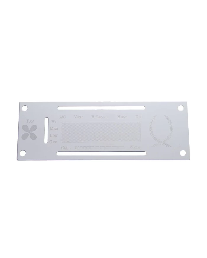 (CARD) STAINLESS STEEL KENWORTH A/C & HEATER CONTROL PLATE W/O OPENING (CARD) STAINLESS STEEL KENWORTH A/C & HEATER CONTROL PLATE W/O OPENING