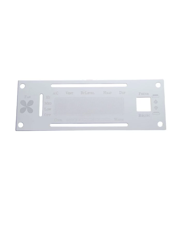(CARD) STAINLESS STEEL KENWORTH A/C & HEATER CONTROL PLATE W/ OPENING (CARD) STAINLESS STEEL KENWORTH A/C & HEATER CONTROL PLATE W/ OPENING