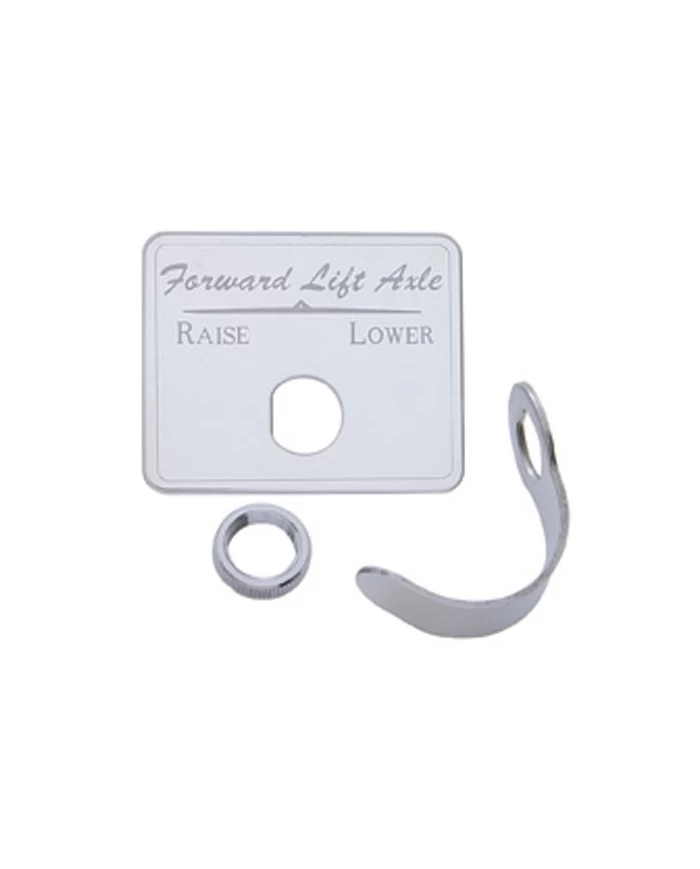 (3/CARD) STAINLESS STEEL KENWORTH SWITCH GUARD - FORWARD LIFT AXLE