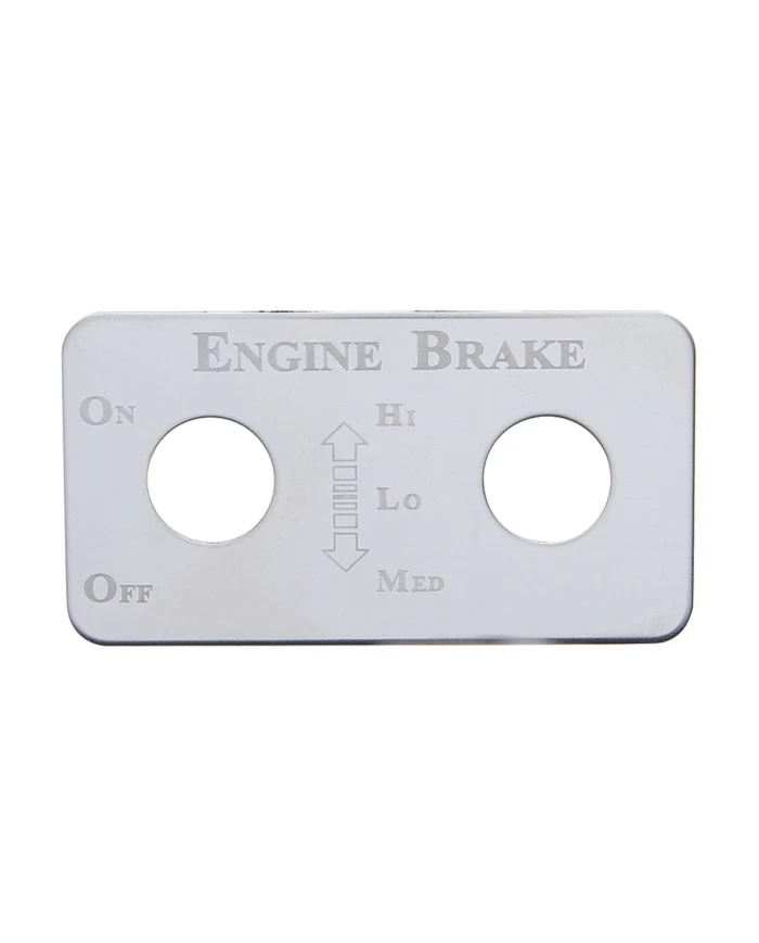 (CARD) STAINLESS STEEL KENWORTH SWITCH PLATE - ENGINE BRAKE (HI,LOW, MED) (CARD) STAINLESS STEEL KENWORTH SWITCH PLATE - ENGINE BRAKE (HI,LOW, MED)