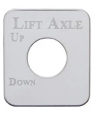 (CARD) STAINLESS STEEL KENWORTH SWITCH PLATE - LIFT AXLE (TOP UP, BOTTOM DOWN) (CARD) STAINLESS STEEL KENWORTH SWITCH PLATE - LIFT AXLE (TOP UP, BOTTOM DOWN)