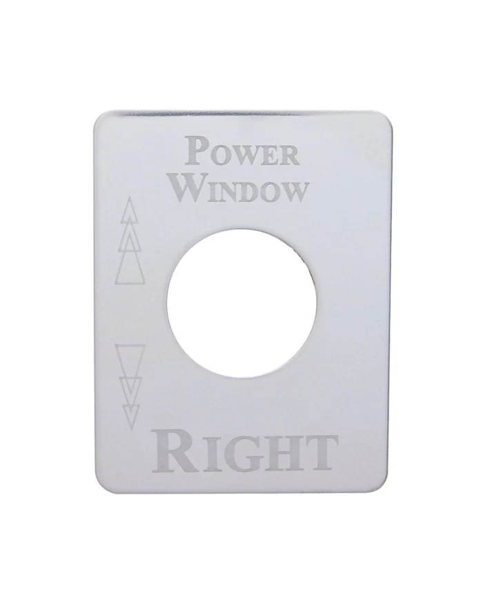 (CARD) STAINLESS STEEL KENWORTH SWITCH PLATE - WINDOW (POWER RIGHT) (CARD) STAINLESS STEEL KENWORTH SWITCH PLATE - WINDOW (POWER RIGHT)