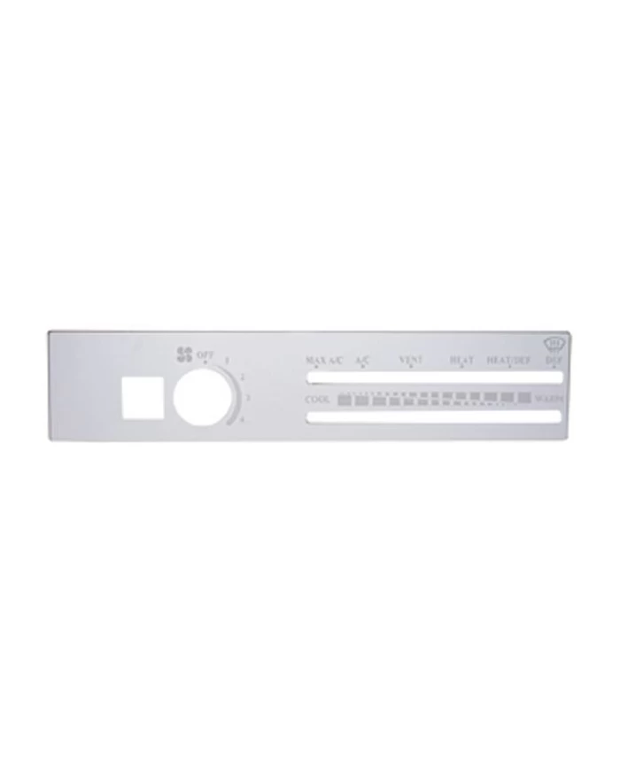 (CARD) STAINLESS STEEL FREIGHTLINER A/C CONTROL PLATE - W/ RECIRCULATE OPENING (CARD) STAINLESS STEEL FREIGHTLINER A/C CONTROL PLATE - W/ RECIRCULATE OPENING