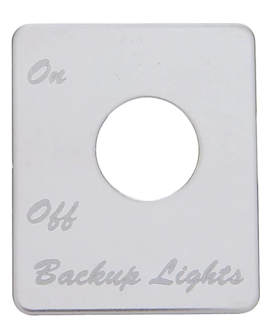 (CARD) STAINLESS STEEL PETERBILT SWITCH PLATE - BACKUP LIGHT (CARD) STAINLESS STEEL PETERBILT SWITCH PLATE - BACKUP LIGHT