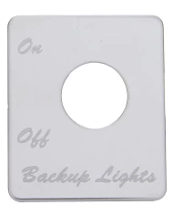 (CARD) STAINLESS STEEL PETERBILT SWITCH PLATE - BACKUP LIGHT (CARD) STAINLESS STEEL PETERBILT SWITCH PLATE - BACKUP LIGHT