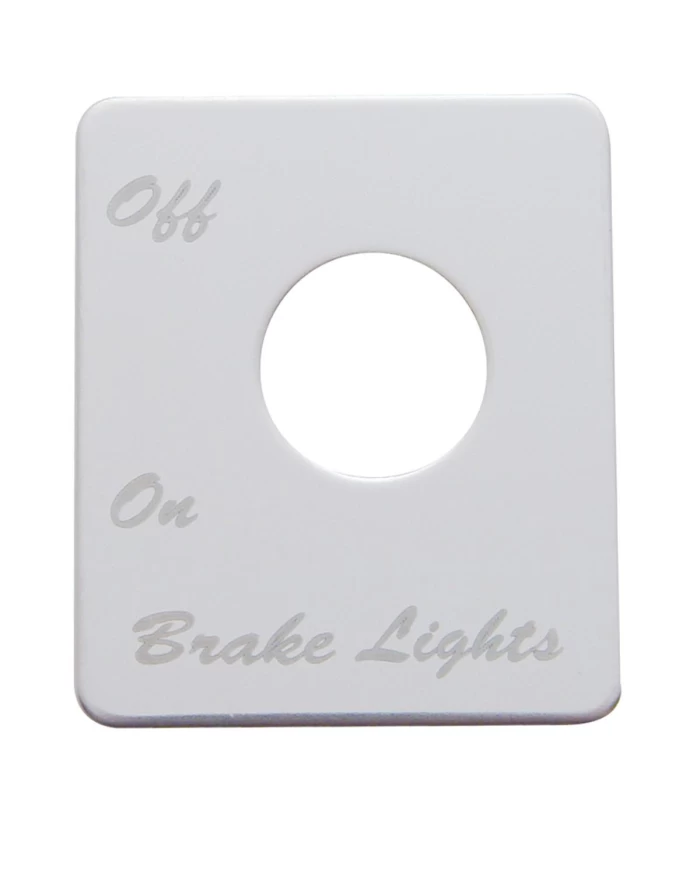 (CARD) STAINLESS STEEL PETERBILT SWITCH PLATE - BRAKE LIGHT (CARD) STAINLESS STEEL PETERBILT SWITCH PLATE - BRAKE LIGHT