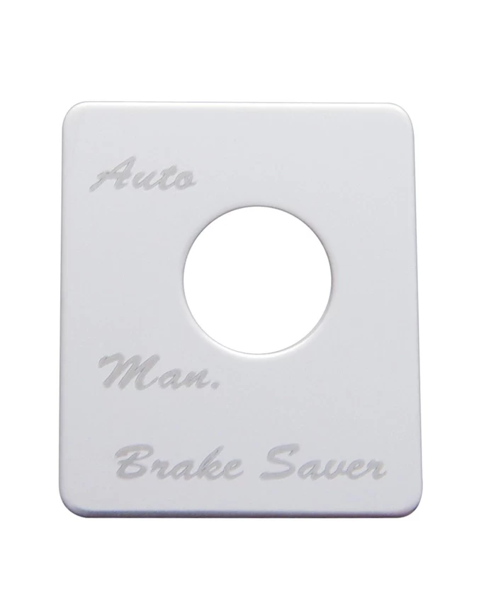 (CARD) STAINLESS STEEL PETERBILT SWITCH PLATE - BRAKE SAVER (CARD) STAINLESS STEEL PETERBILT SWITCH PLATE - BRAKE SAVER
