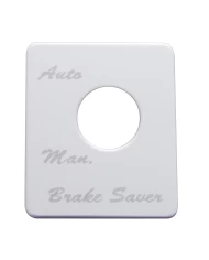 (CARD) STAINLESS STEEL PETERBILT SWITCH PLATE - BRAKE SAVER (CARD) STAINLESS STEEL PETERBILT SWITCH PLATE - BRAKE SAVER