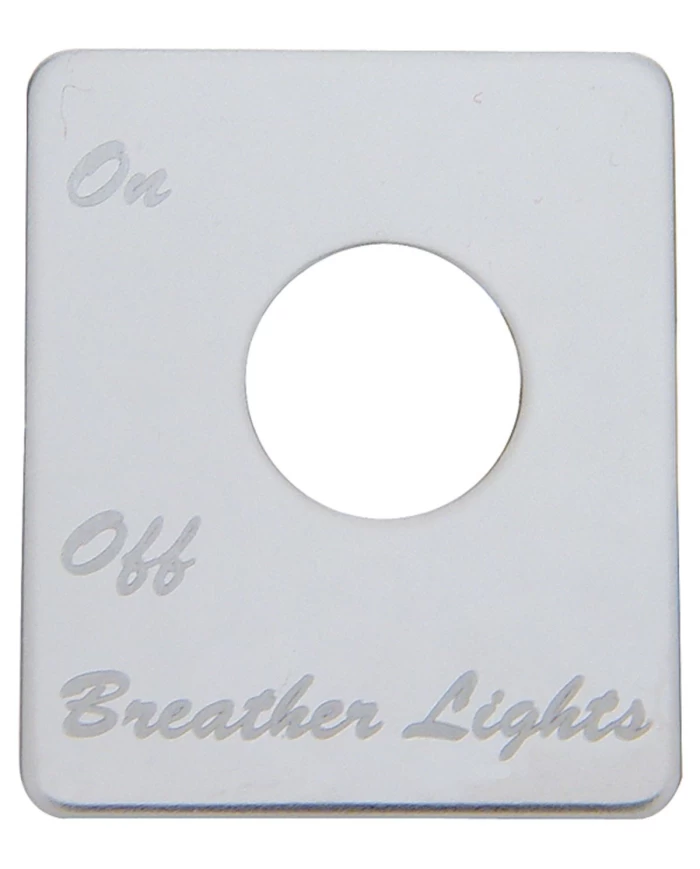 (CARD) STAINLESS STEEL PETERBILT SWITCH PLATE - BREATHER LIGHT (CARD) STAINLESS STEEL PETERBILT SWITCH PLATE - BREATHER LIGHT