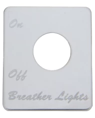 (CARD) STAINLESS STEEL PETERBILT SWITCH PLATE - BREATHER LIGHT (CARD) STAINLESS STEEL PETERBILT SWITCH PLATE - BREATHER LIGHT