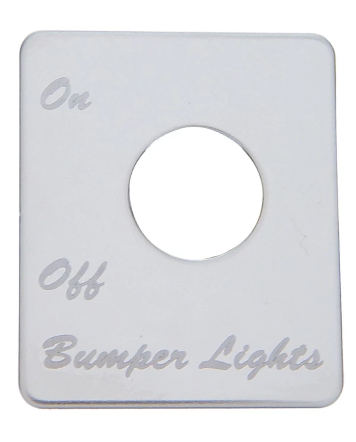 (CARD) STAINLESS STEEL PETERBILT SWITCH PLATE - BUMPER LIGHT (CARD) STAINLESS STEEL PETERBILT SWITCH PLATE - BUMPER LIGHT
