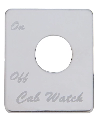 (CARD) STAINLESS STEEL PETERBILT SWITCH PLATE - CAB WATCH ALARM (CARD) STAINLESS STEEL PETERBILT SWITCH PLATE - CAB WATCH ALARM