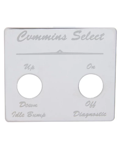 (CARD) STAINLESS STEEL PETERBILT 2 SWITCH PLATE - CUMMINS SELECT (CARD) STAINLESS STEEL PETERBILT 2 SWITCH PLATE - CUMMINS SELECT