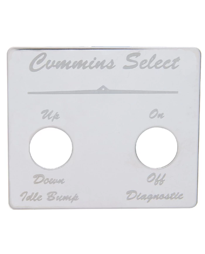 (CARD) STAINLESS STEEL PETERBILT 2 SWITCH PLATE - CUMMINS SELECT (CARD) STAINLESS STEEL PETERBILT 2 SWITCH PLATE - CUMMINS SELECT