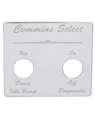 (CARD) STAINLESS STEEL PETERBILT 2 SWITCH PLATE - CUMMINS SELECT (CARD) STAINLESS STEEL PETERBILT 2 SWITCH PLATE - CUMMINS SELECT