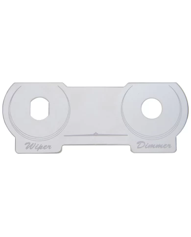 (CARD) STAINLESS STEEL PETERBILT SWITCH PLATE - DIMMER & WIPER (CARD) STAINLESS STEEL PETERBILT SWITCH PLATE - DIMMER & WIPER