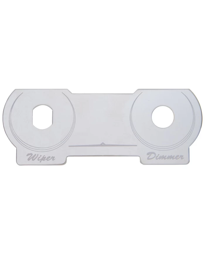 (CARD) STAINLESS STEEL PETERBILT SWITCH PLATE - DIMMER & WIPER (CARD) STAINLESS STEEL PETERBILT SWITCH PLATE - DIMMER & WIPER