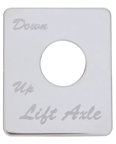 (CARD) STAINLESS STEEL PETERBILT SWITCH PLATE - LIFT AXLE (DOWN/UP) (CARD) STAINLESS STEEL PETERBILT SWITCH PLATE - LIFT AXLE (DOWN/UP)