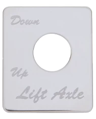 (CARD) STAINLESS STEEL PETERBILT SWITCH PLATE - LIFT AXLE (DOWN/UP)
