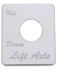 (CARD) STAINLESS STEEL PETERBILT SWITCH PLATE - LIFT AXLE (UP/DOWN)