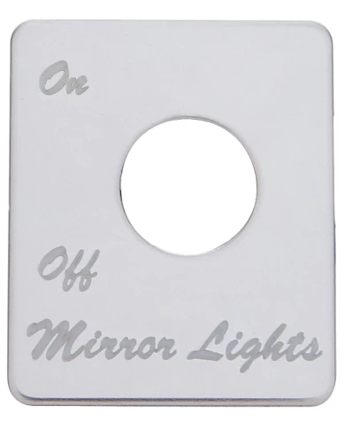 (CARD) STAINLESS STEEL PETERBILT SWITCH PLATE - MIRROR LIGHT (CARD) STAINLESS STEEL PETERBILT SWITCH PLATE - MIRROR LIGHT