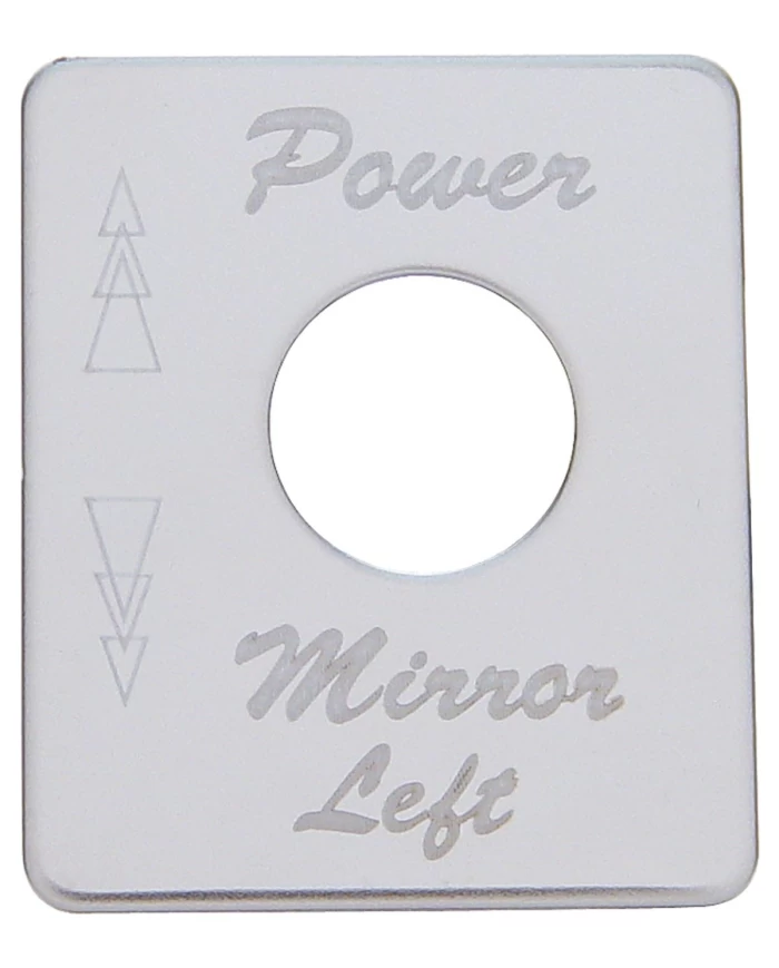 (CARD) STAINLESS STEEL PETERBILT SWITCH PLATE - POWER MIRROR (LIGHT)