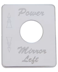 (CARD) STAINLESS STEEL PETERBILT SWITCH PLATE - POWER MIRROR (LIGHT)