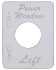 (CARD) STAINLESS STEEL PETERBILT SWITCH PLATE - POWER WINDOW (LEFT) (CARD) STAINLESS STEEL PETERBILT SWITCH PLATE - POWER WINDOW (LEFT)