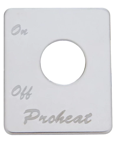 (CARD) STAINLESS STEEL PETERBILT SWITCH PLATE - PROHEAT ENGINE HEATER (CARD) STAINLESS STEEL PETERBILT SWITCH PLATE - PROHEAT ENGINE HEATER