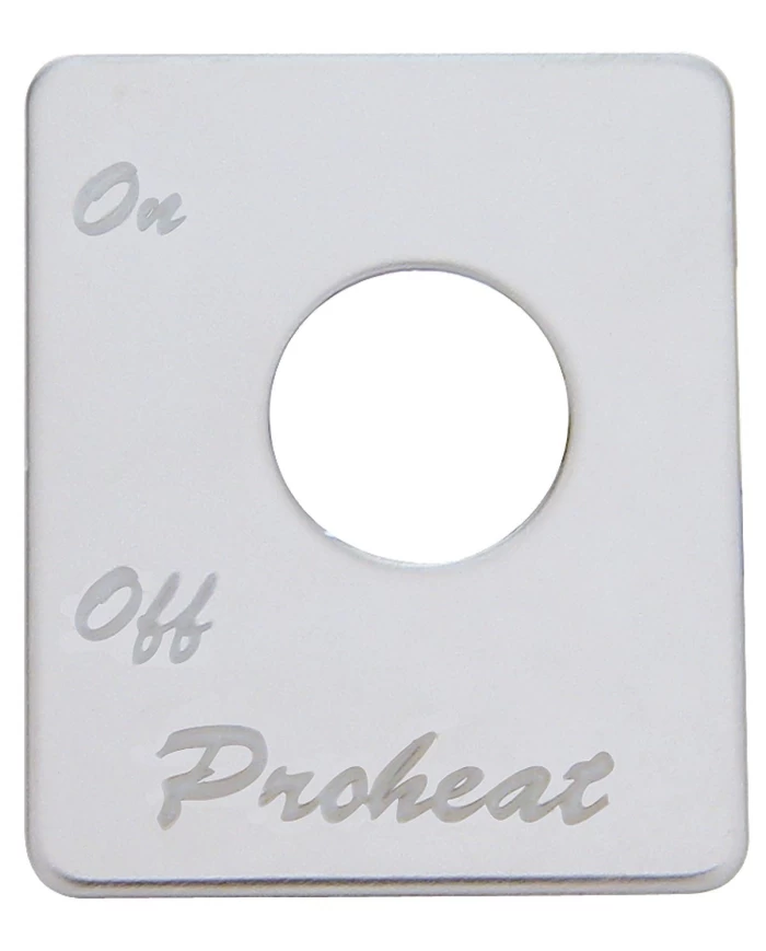 (CARD) STAINLESS STEEL PETERBILT SWITCH PLATE - PROHEAT ENGINE HEATER