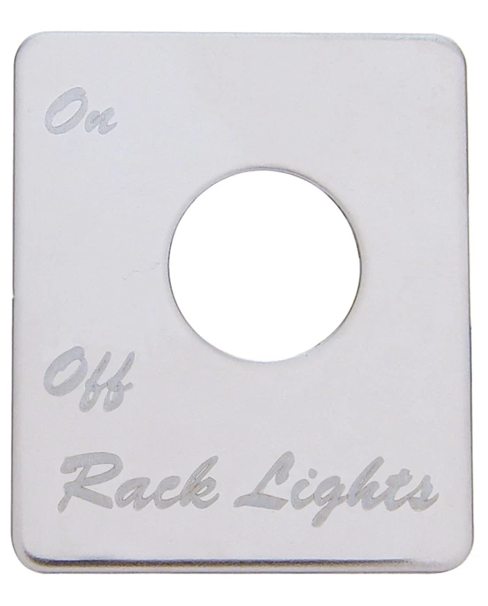 (CARD) STAINLESS STEEL PETERBILT SWITCH PLATE - RACK LIGHT