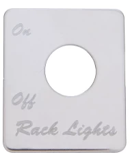 (CARD) STAINLESS STEEL PETERBILT SWITCH PLATE - RACK LIGHT (CARD) STAINLESS STEEL PETERBILT SWITCH PLATE - RACK LIGHT