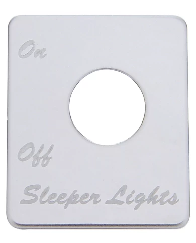 (CARD) STAINLESS STEEL PETERBILT SWITCH PLATE - SLEEPER LIGHT (CARD) STAINLESS STEEL PETERBILT SWITCH PLATE - SLEEPER LIGHT