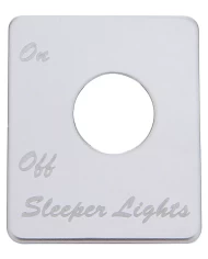 (CARD) STAINLESS STEEL PETERBILT SWITCH PLATE - SLEEPER LIGHT (CARD) STAINLESS STEEL PETERBILT SWITCH PLATE - SLEEPER LIGHT
