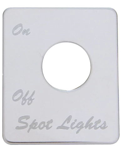 (CARD) STAINLESS STEEL PETERBILT SWITCH PLATE - SPOT LIGHT (CARD) STAINLESS STEEL PETERBILT SWITCH PLATE - SPOT LIGHT