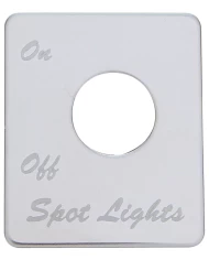 (CARD) STAINLESS STEEL PETERBILT SWITCH PLATE - SPOT LIGHT (CARD) STAINLESS STEEL PETERBILT SWITCH PLATE - SPOT LIGHT