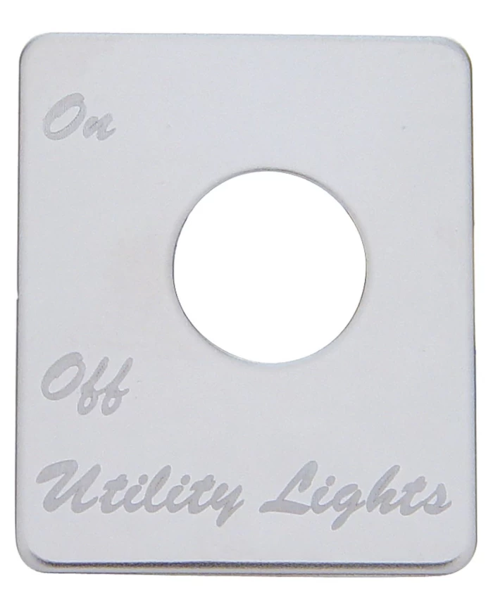(CARD) STAINLESS STEEL PETERBILT SWITCH PLATE - UTILITY LIGHT (CARD) STAINLESS STEEL PETERBILT SWITCH PLATE - UTILITY LIGHT
