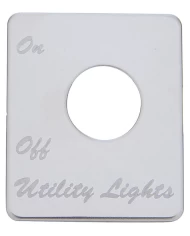 (CARD) STAINLESS STEEL PETERBILT SWITCH PLATE - UTILITY LIGHT (CARD) STAINLESS STEEL PETERBILT SWITCH PLATE - UTILITY LIGHT
