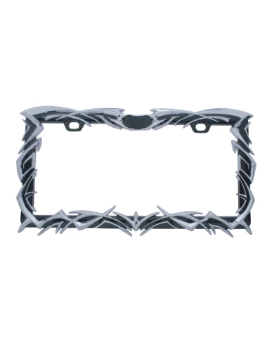(CARD) TRIBAL FLAME LICENSE PLATE FREAME - BLACK/CHROME (CARD) TRIBAL FLAME LICENSE PLATE FREAME - BLACK/CHROME