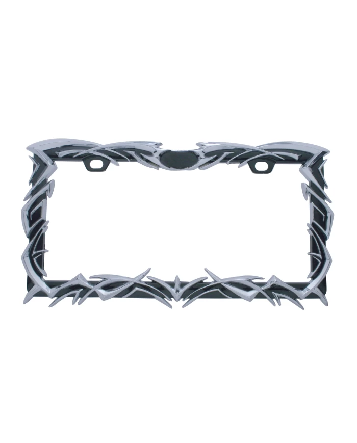 (CARD) TRIBAL FLAME LICENSE PLATE FREAME - BLACK/CHROME