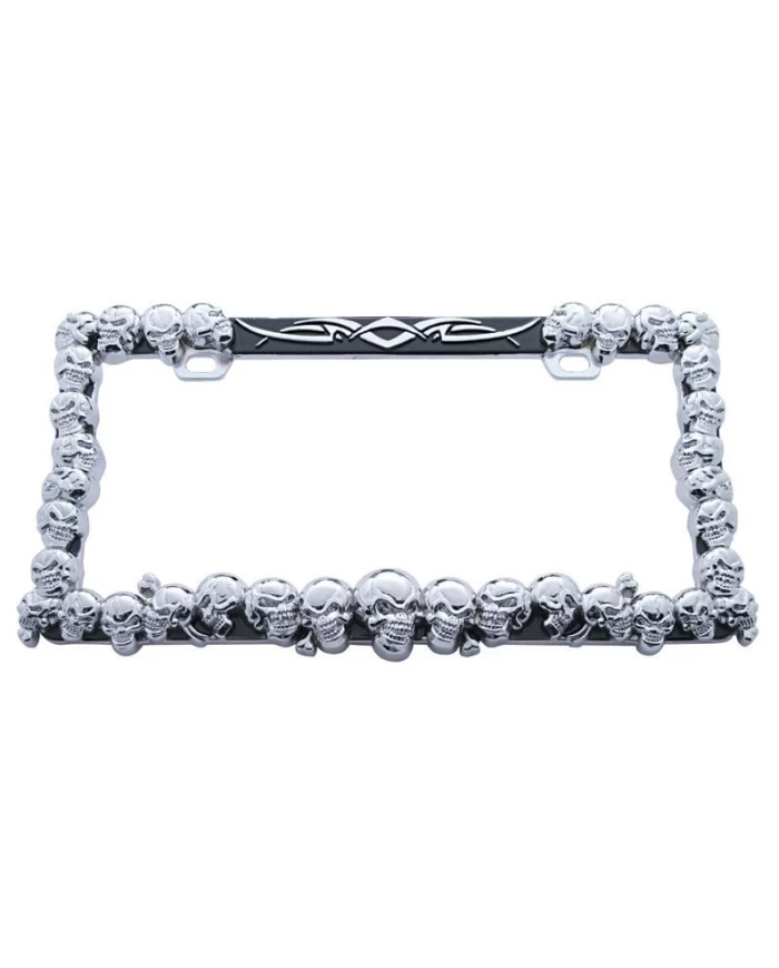 (CARD) CHROME SKULLS LICENSE PLATE FRAME