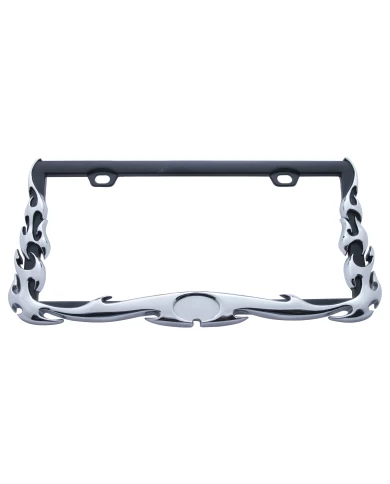 (CARD) CHROME FLAME LICENSE PLATE FRAME (CARD) CHROME FLAME LICENSE PLATE FRAME
