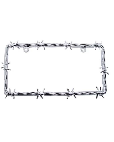 (CARD) CHROME BARBWIRE LICENSE FRAME (CARD) CHROME BARBWIRE LICENSE FRAME