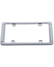 (CARD) CHROME PLASTIC LICENSE FRAME W/ TWO 7 WHITE LED REFLECTOR LIGHT BAR - CLEAR LENS (CARD) CHROME PLASTIC LICENSE FRAME W/ TWO 7 WHITE LED REFLECTOR LIGHT BAR - CLEAR LENS