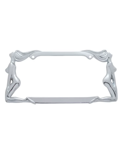(CARD) CHROME DESIGNER LICENSE FRAME - TWIN NUDE (CARD) CHROME DESIGNER LICENSE FRAME - TWIN NUDE
